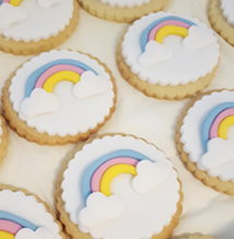 Fondant rainbow biscuits